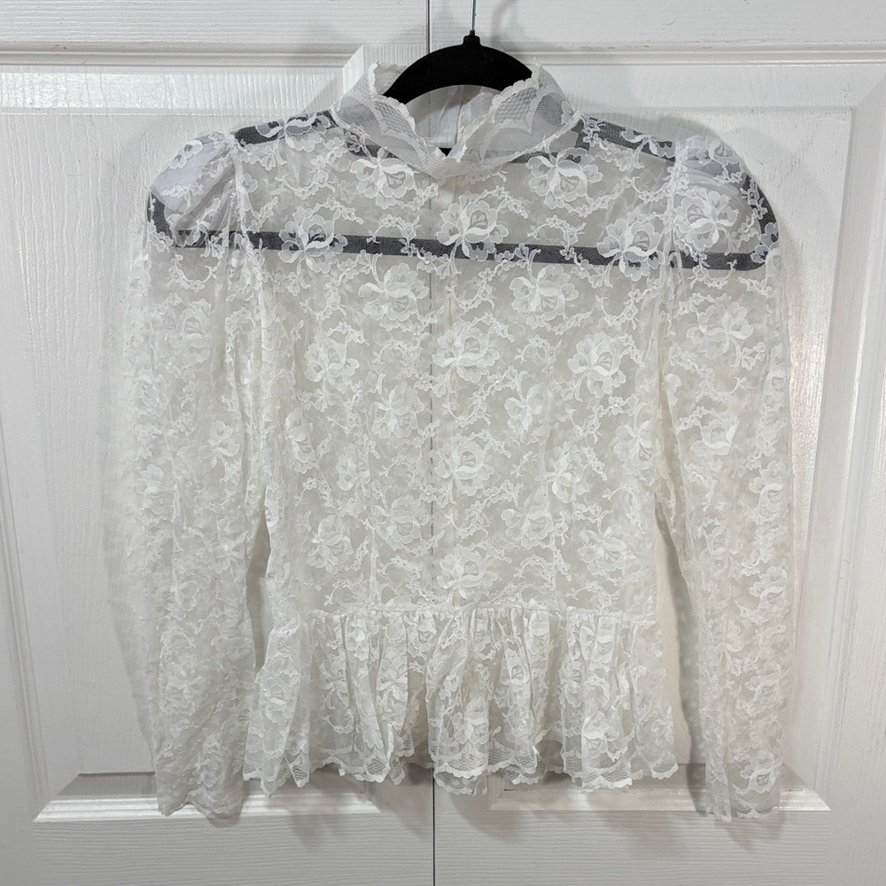 Vintage sheer lace, victorian, romantic cottagecore top - Picture 5 of 9